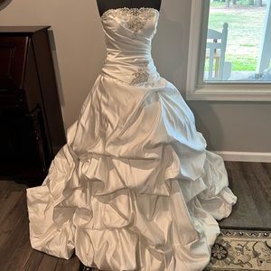 Satin wedding gown custom Swarovski crystal details